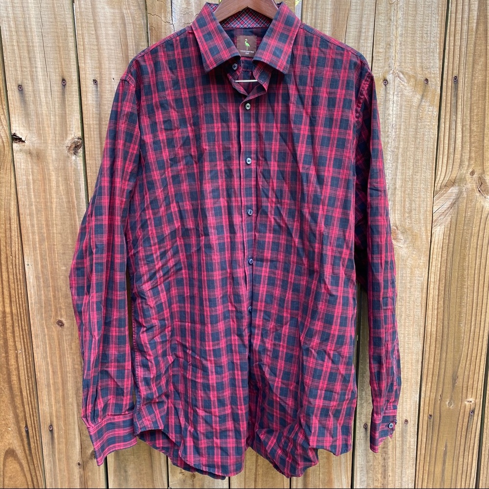 Tailorbyrd flip cuff red plaid XXLT shirt